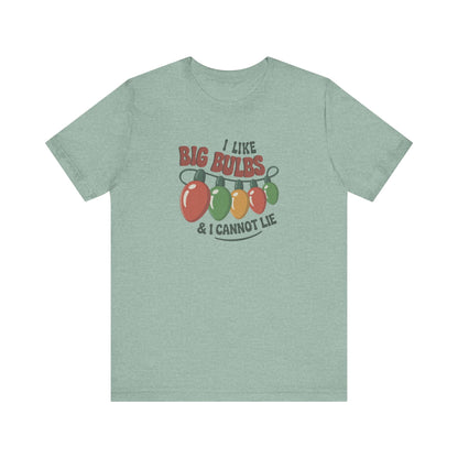 I Like Big Bulbs and I Cannot Lie — Christmas Lights Retro Tee (Light)