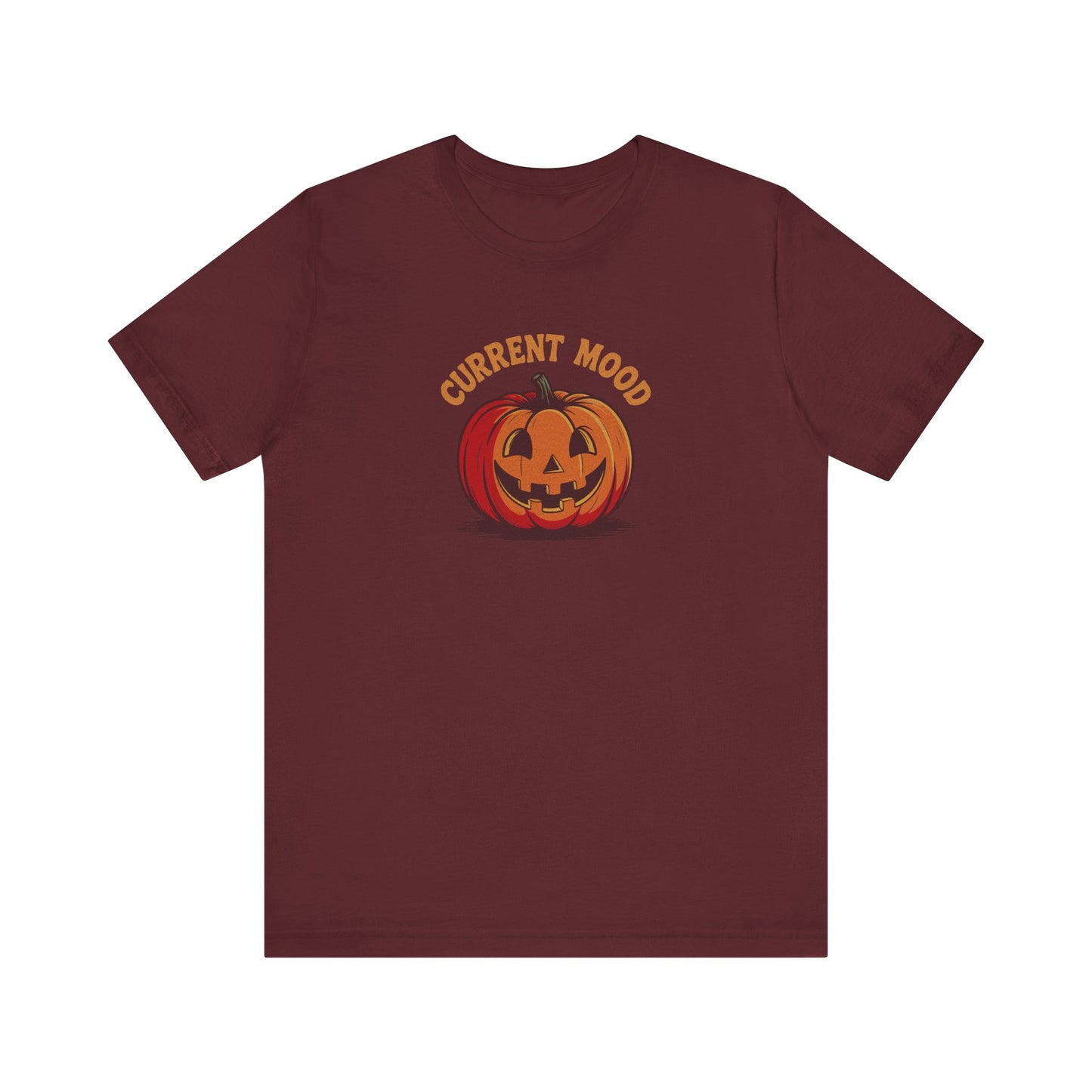 Current Mood (Classic Pumpkin) — Retro Halloween Tee (Dark)