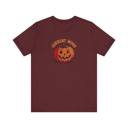 Current Mood (Classic Pumpkin) — Retro Halloween Tee (Dark)