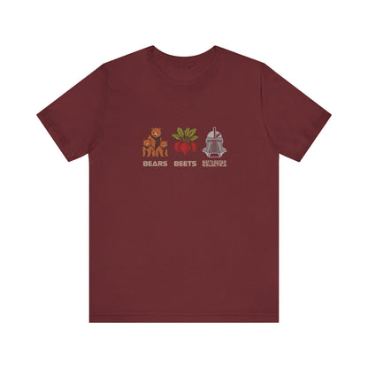 Bears, Beets, Battlestar (Captions) — Retro Tee (Dark)