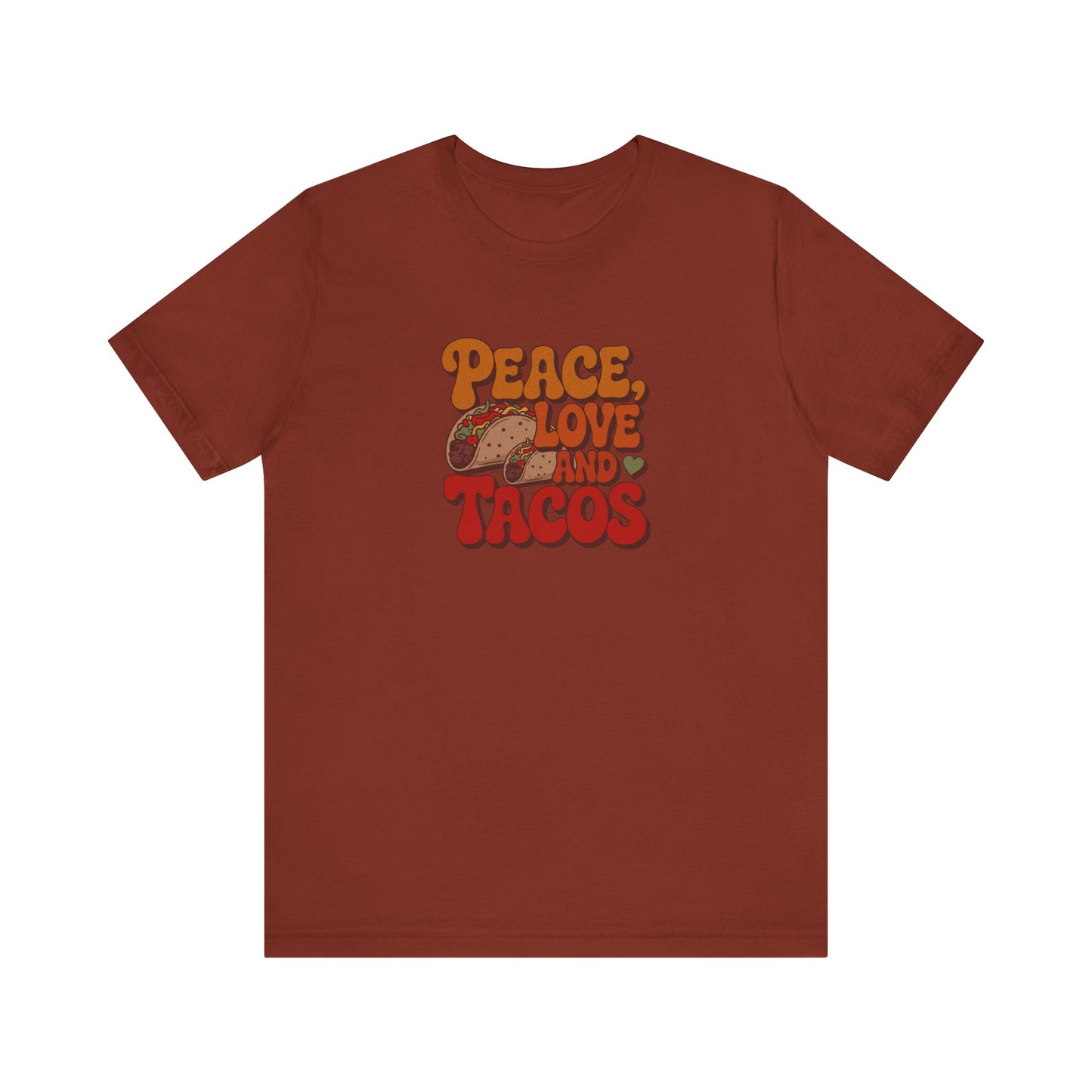 Peace, Love, and Tacos — Retro Foodie Tee (Dark)