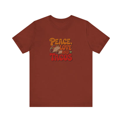 Peace, Love, and Tacos — Retro Foodie Tee (Dark)
