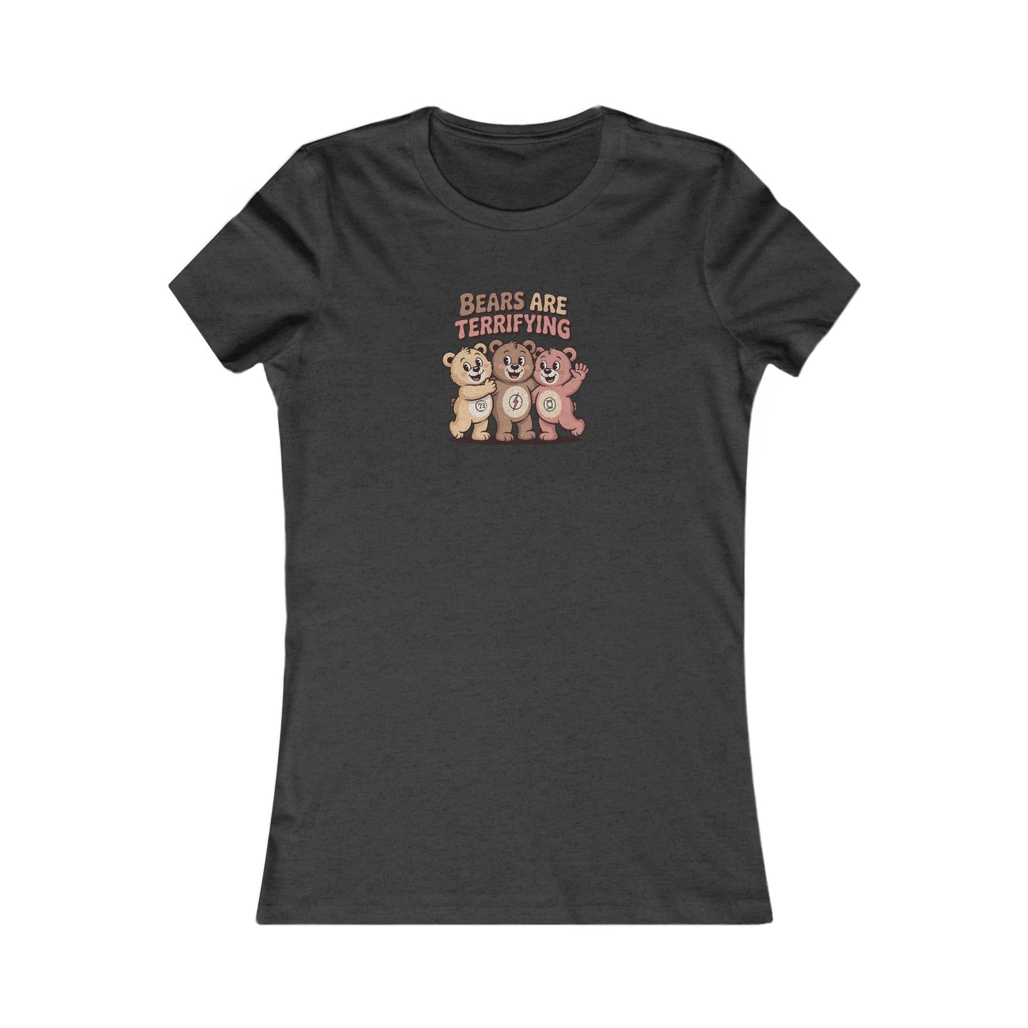 Bears Are Terrifying (Cute Remix) — Retro Women's Tee (Dark)