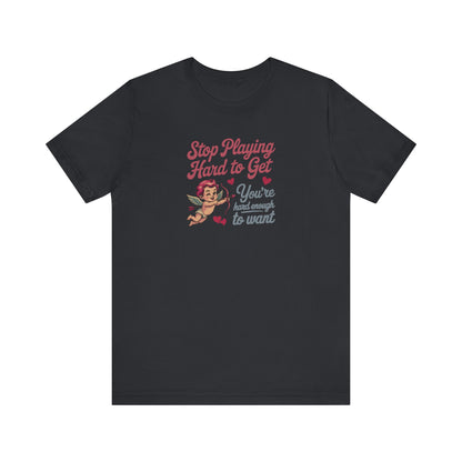 Stop Playing Hard to Get — Retro Cupid Tee (Dark)