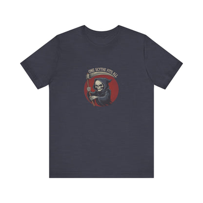 One Scythe Fits All — Grim Reaper Retro Tee (Dark)