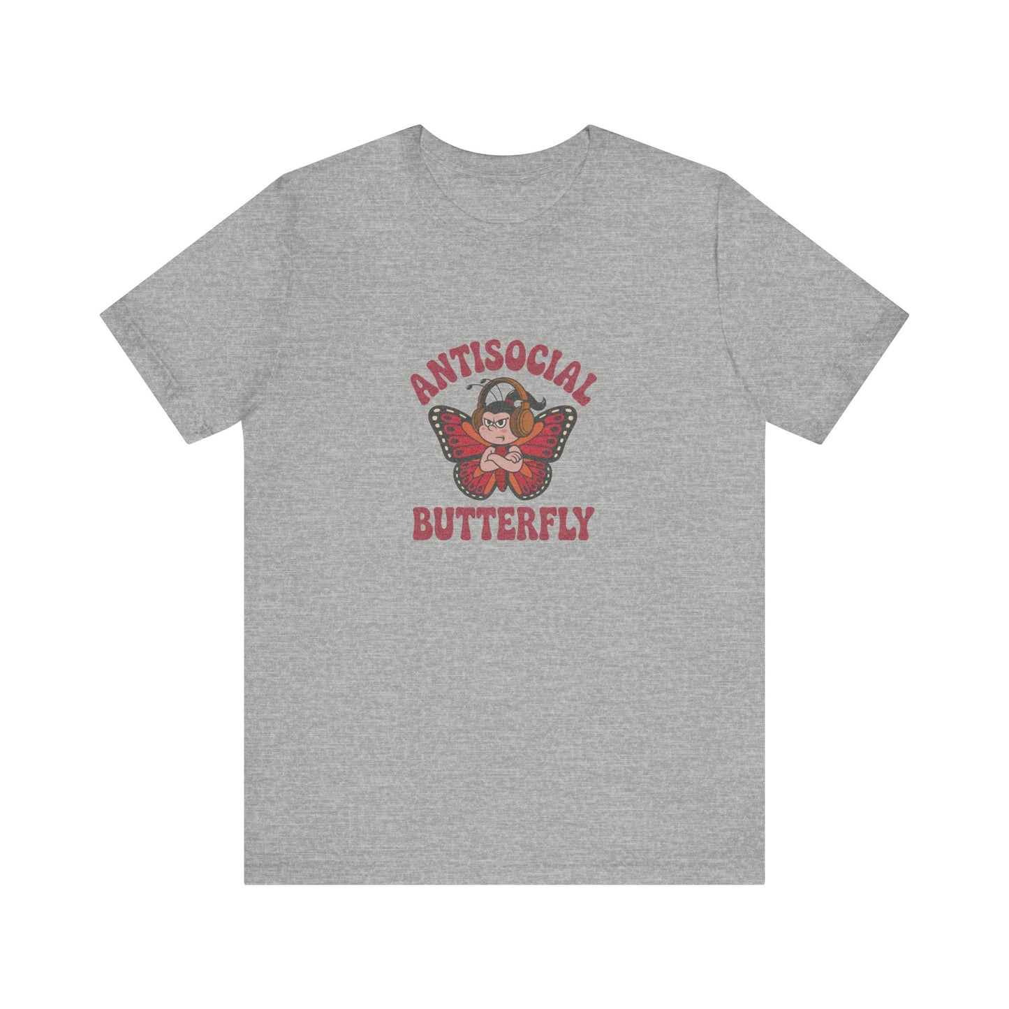 Antisocial Butterfly (Female) — Retro Workout Tee (Light)