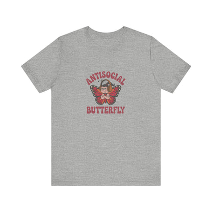 Antisocial Butterfly (Female) — Retro Workout Tee (Light)