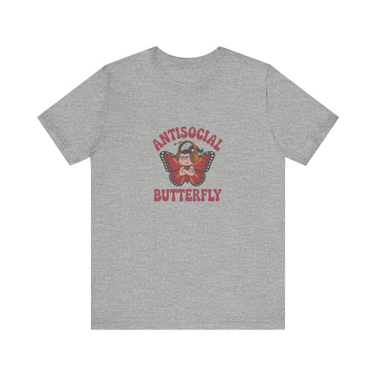 Antisocial Butterfly (Female) — Retro Workout Tee (Light)