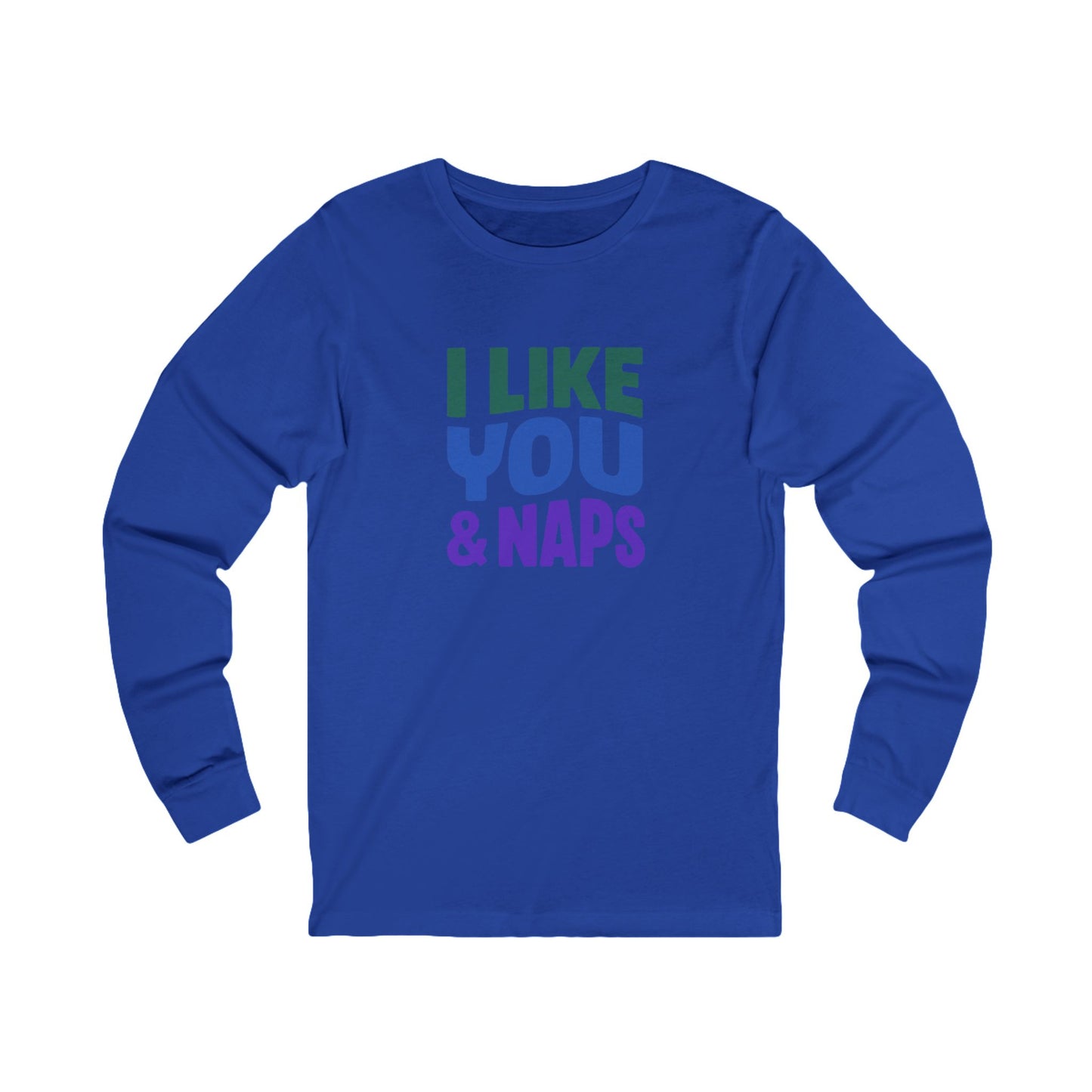 I Like You & Naps (Cool Gradient) — Retro Loungewear Long Sleeve (Dark)