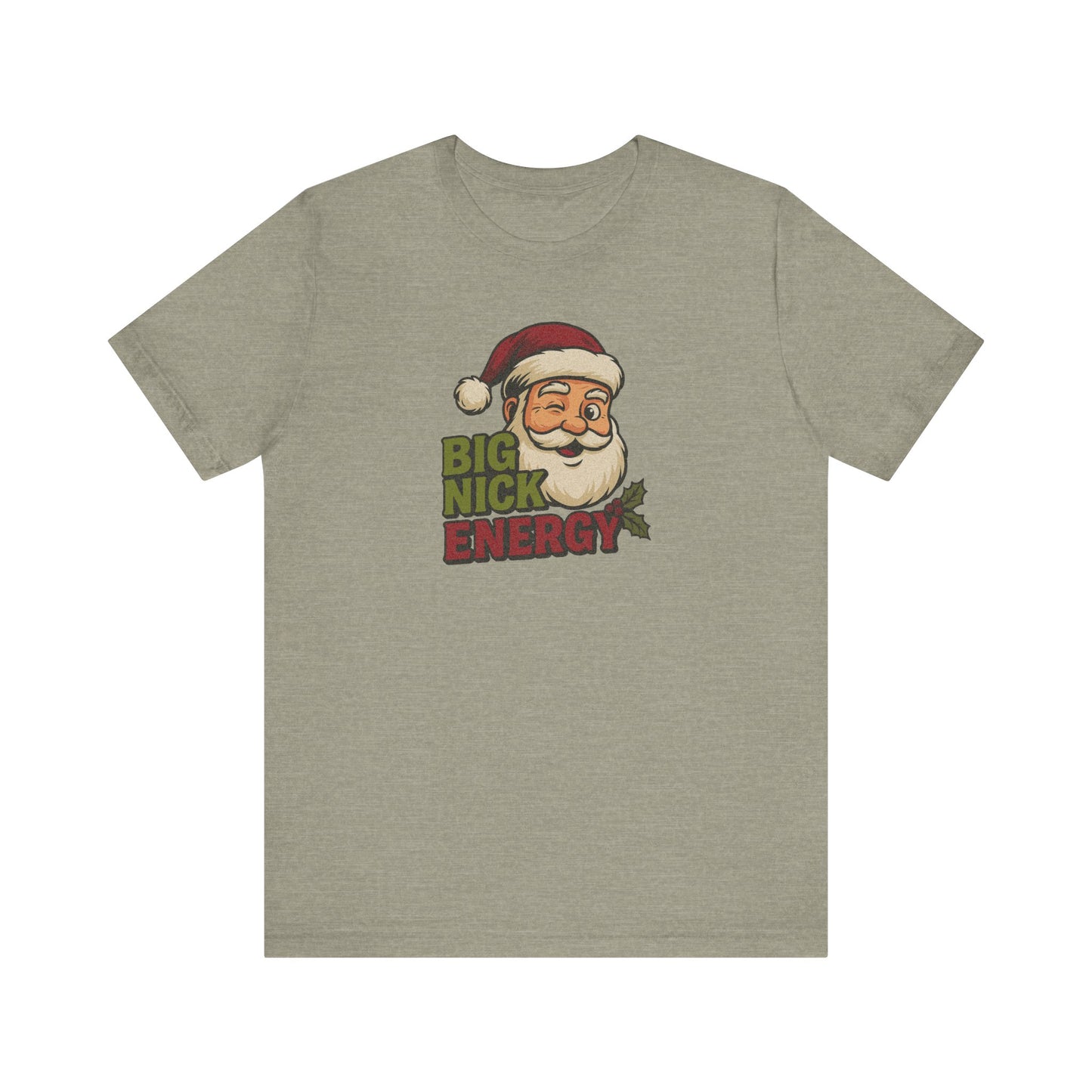 Big Nick Energy — Retro Santa Christmas Tee (Light)