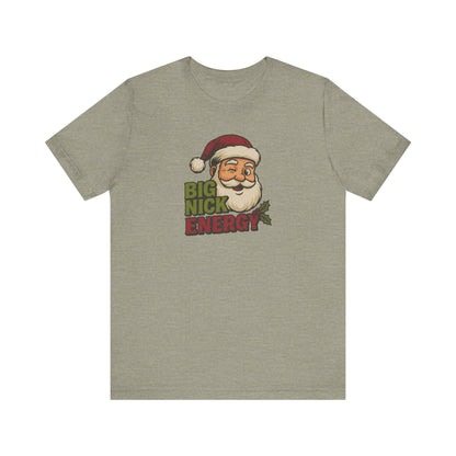 Big Nick Energy — Retro Santa Christmas Tee (Light)