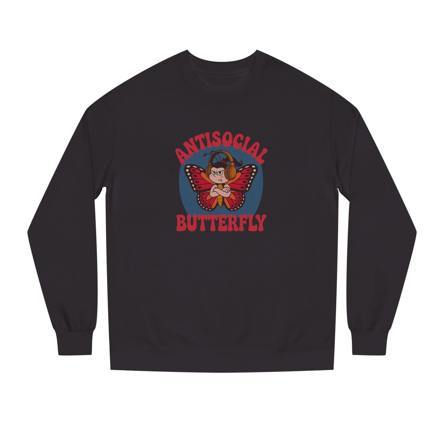 Antisocial Butterfly (Female) — Retro Workout Sweatshirt (Dark)