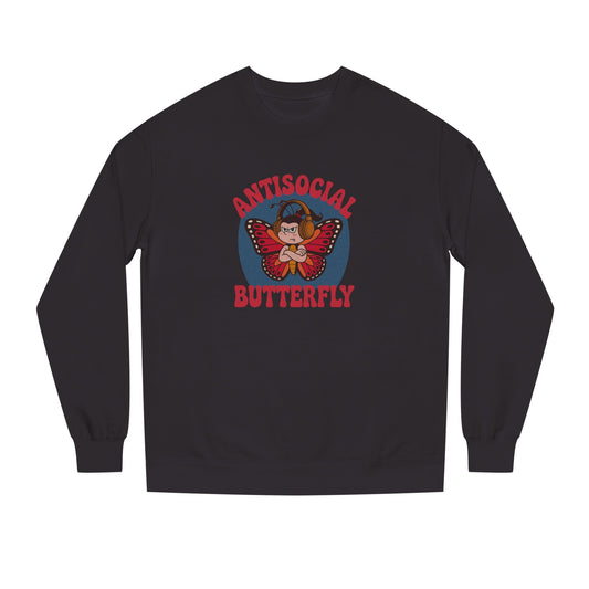 Antisocial Butterfly (Female) — Retro Workout Sweatshirt (Dark)