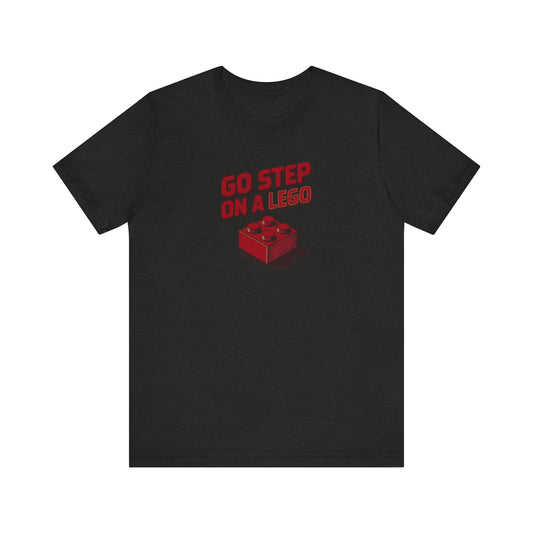 Go Step on a LEGO — Red Plastic Brick Retro Tee (Dark)