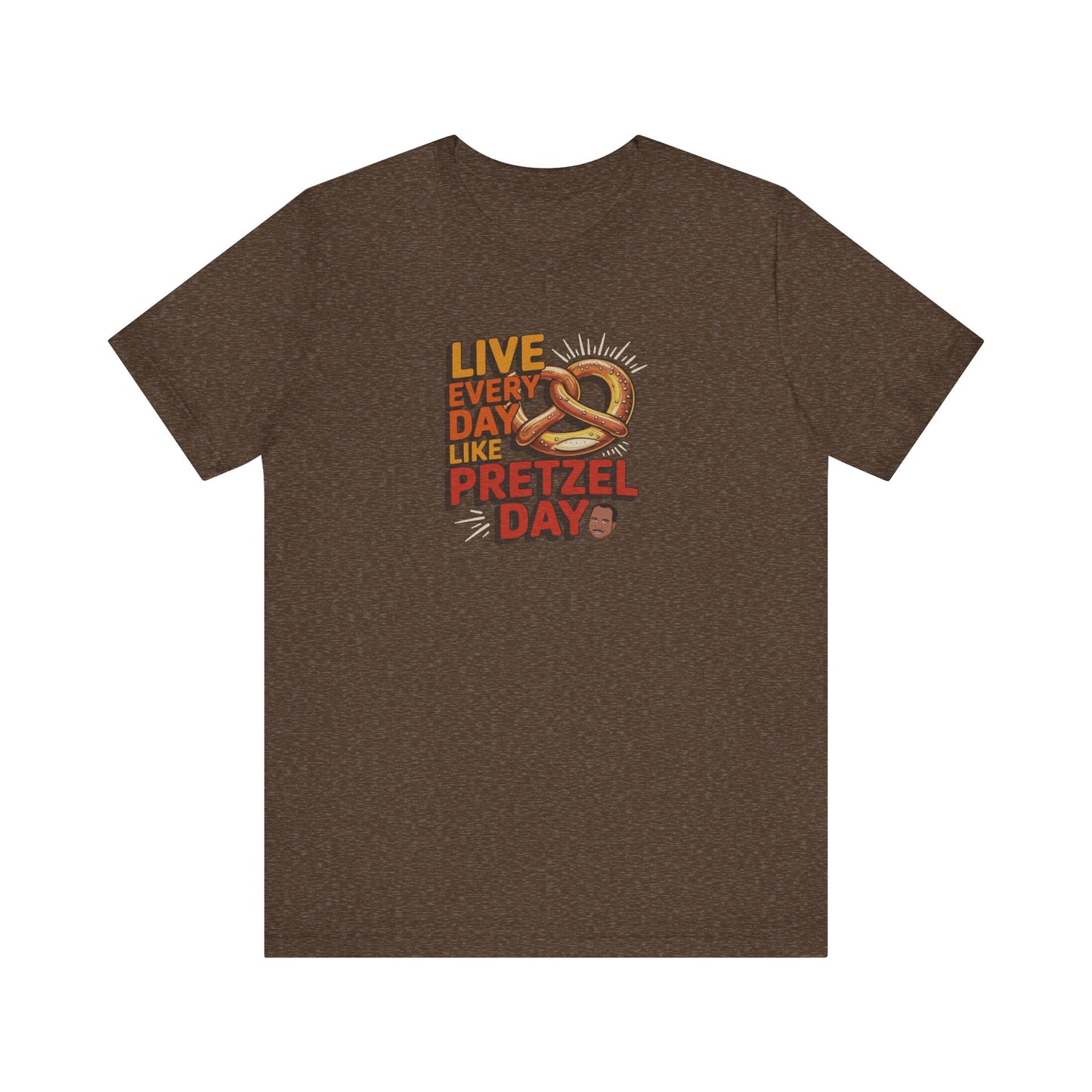 Live Every Day Like Pretzel Day — Stanley Hudson Retro Tee (Dark)