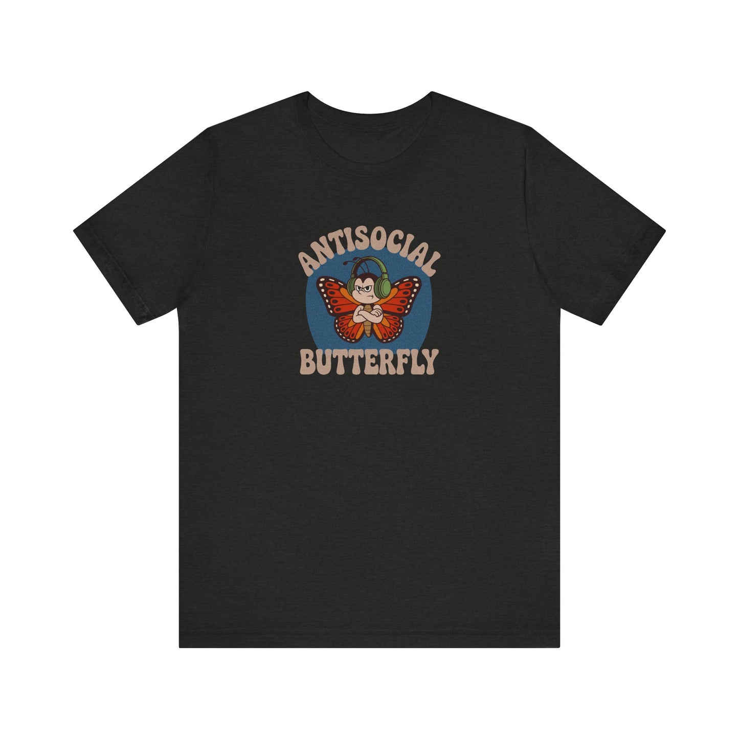 Antisocial Butterfly (Male) — Retro Workout Tee (Dark)