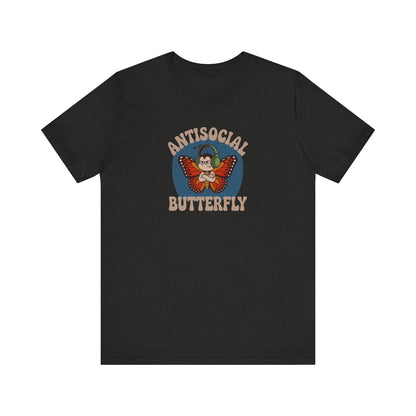 Antisocial Butterfly (Male) — Retro Workout Tee (Dark)