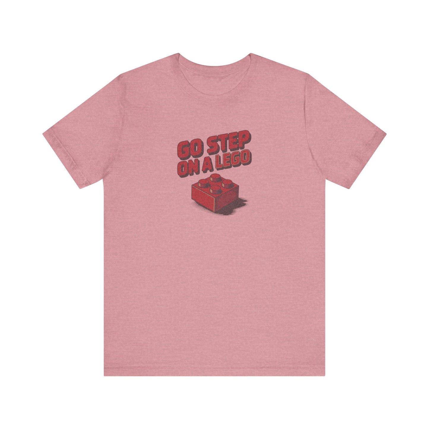 Go Step on a LEGO — Red Plastic Brick Retro Tee (Light)
