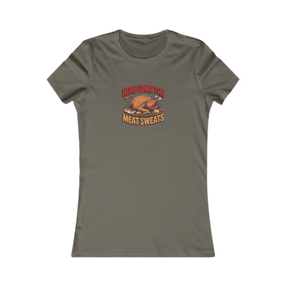 Here Come the Meat Sweats — Friends Thanksgiving Women's Tee (Dark)