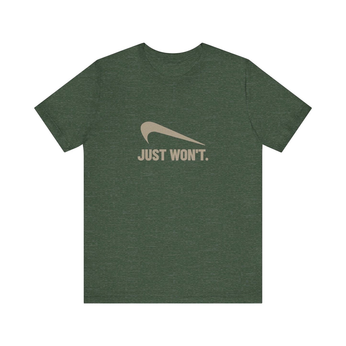 Just Won’t Athletic Parody — Retro Workout Tee (Dark)