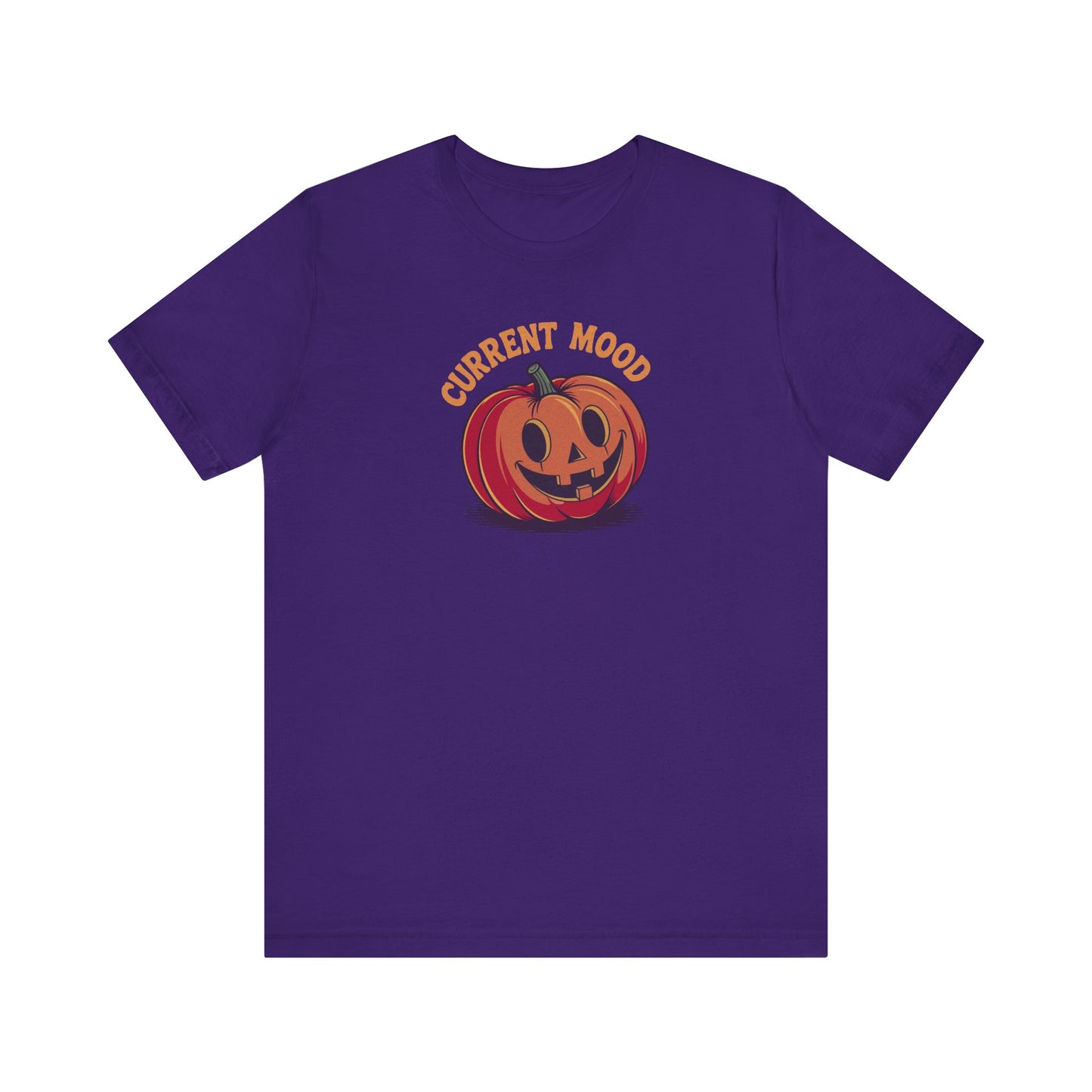 Current Mood (Cute Pumpkin) — Retro Halloween Tee (Dark)