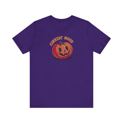 Current Mood (Cute Pumpkin) — Retro Halloween Tee (Dark)