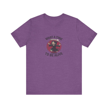 What a Time to Be Alive — Not-So-Grim Reaper Retro Tee (Light)