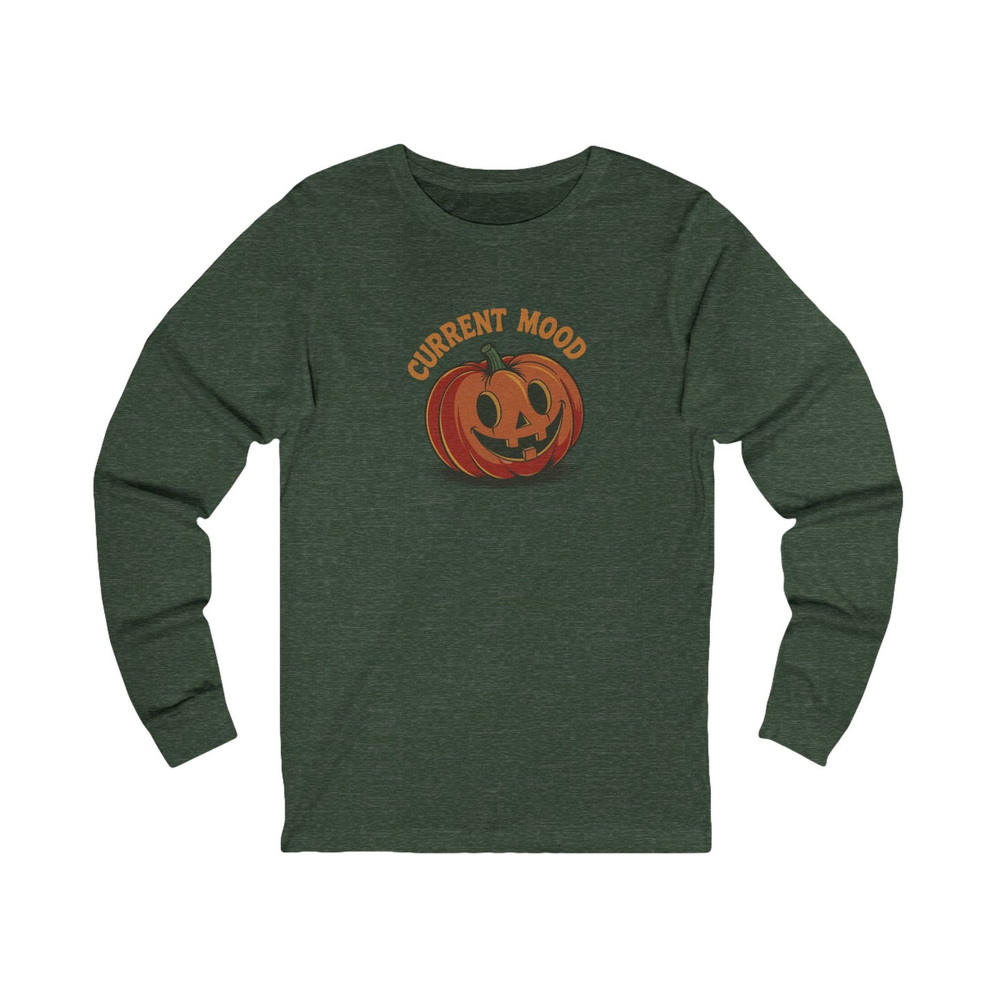 Current Mood (Cute Pumpkin) — Retro Halloween Long Sleeve (Dark)