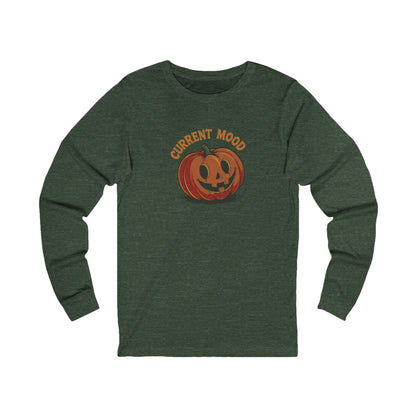 Current Mood (Cute Pumpkin) — Retro Halloween Long Sleeve (Dark)