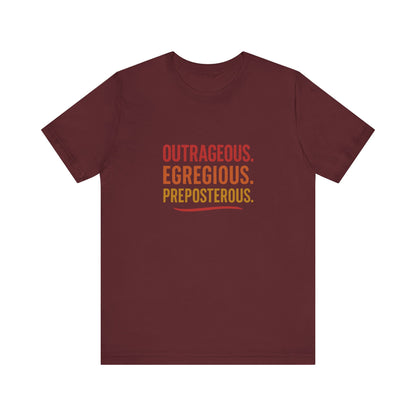 Outrageous Egregious Preposterous (Warm Gradient) — Seinfeld Retro Tee (Dark)