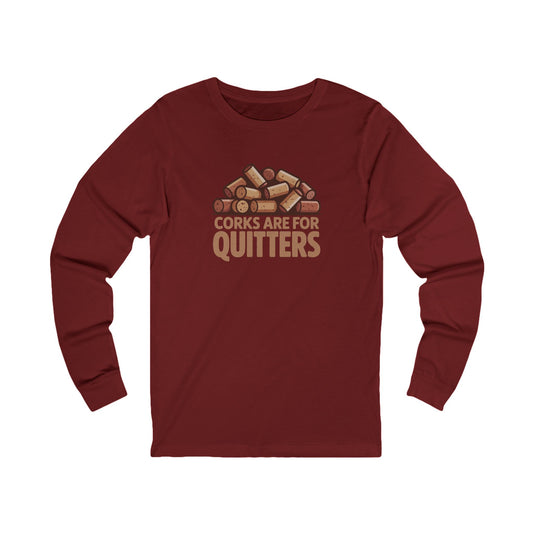 Corks Are For Quitters – Wine Lover Retro Long Sleeve (Dark)