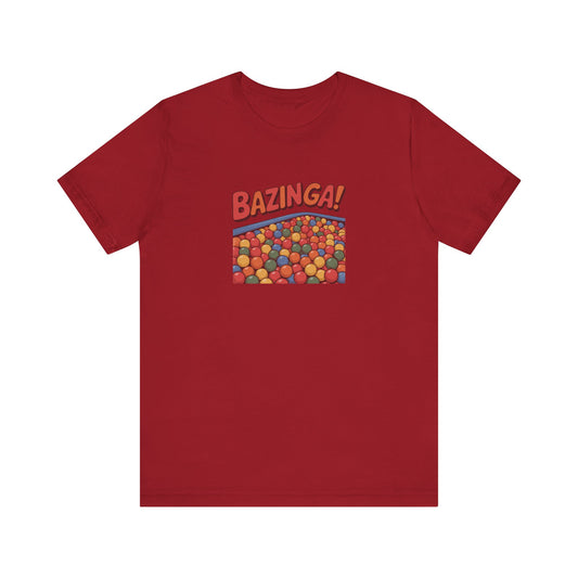Bazinga! Ball Pit — Big Bang Theory Retro Tee (Dark)