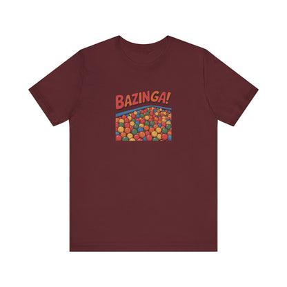 Bazinga! Ball Pit — Big Bang Theory Retro Tee (Dark)