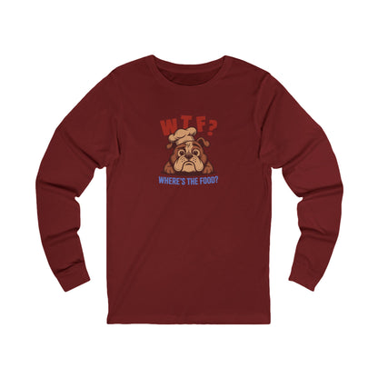 WTF? Where’s the Food? — Bulldog Chef Retro Long Sleeve (Dark)