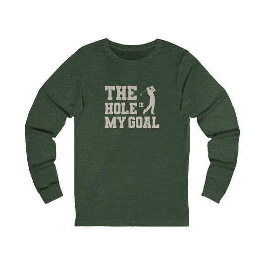The Hole Is My Goal — Golf Silhouette Retro Long Sleeve (Dark)
