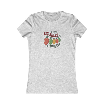I Like Big Bulbs and I Cannot Lie — Christmas Lights Retro Women's Tee (Light)
