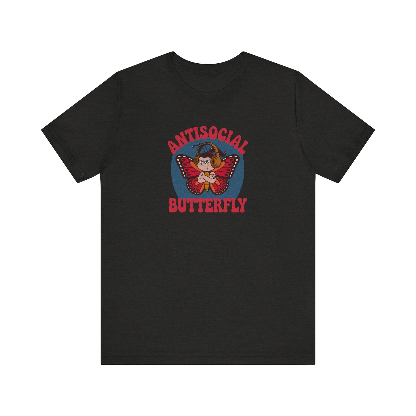 Antisocial Butterfly (Female) — Retro Workout Tee (Dark)