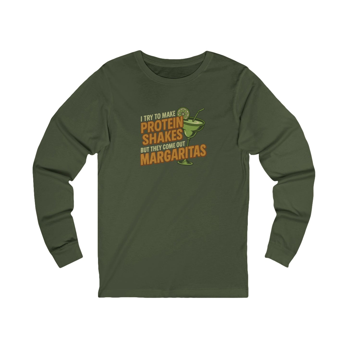 Protein Shakes (Oops, All Margaritas) — Retro Long Sleeve (Dark)