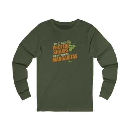 Protein Shakes (Oops, All Margaritas) — Retro Long Sleeve (Dark)
