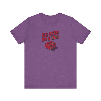 Go Step on a LEGO — Red Plastic Brick Retro Tee (Light)