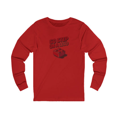 Go Step on a LEGO — Red Plastic Brick Retro Long Sleeve (Light)