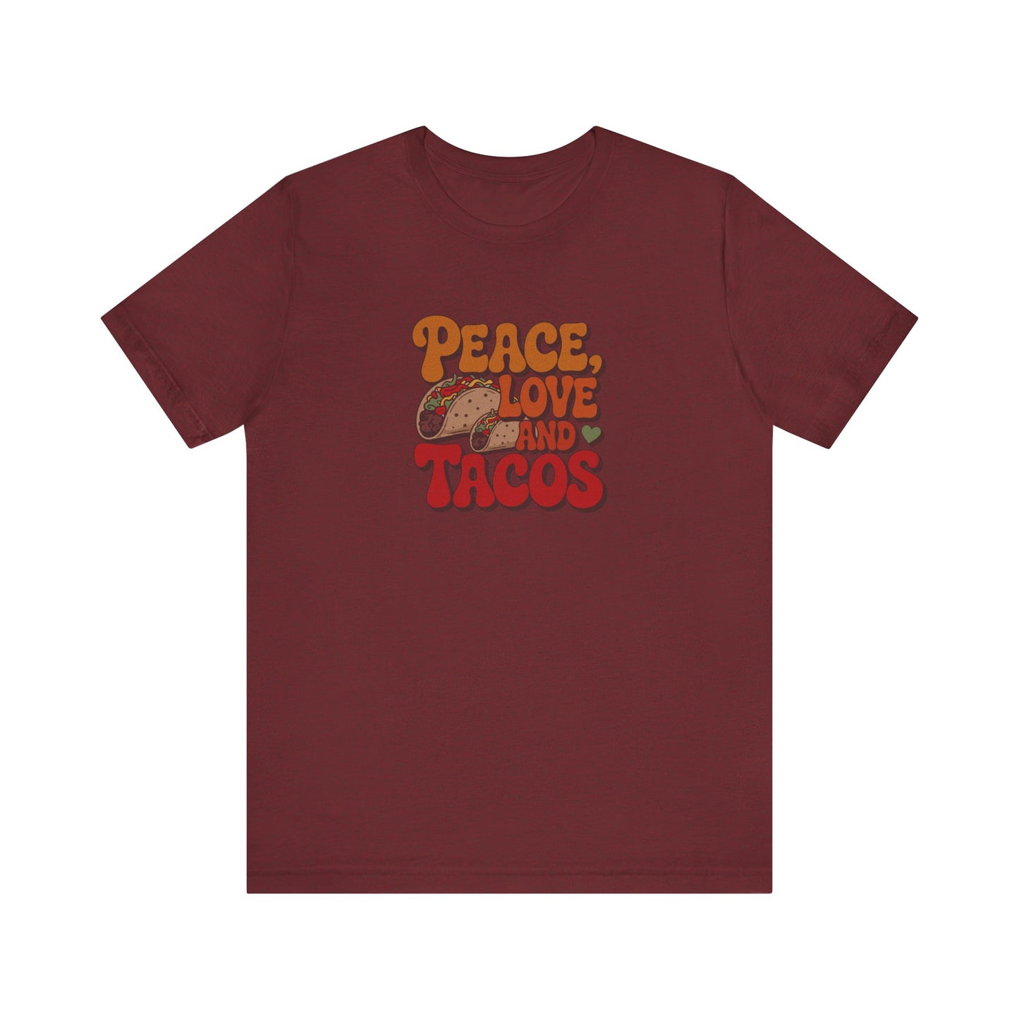 Peace, Love, and Tacos — Retro Foodie Tee (Dark)