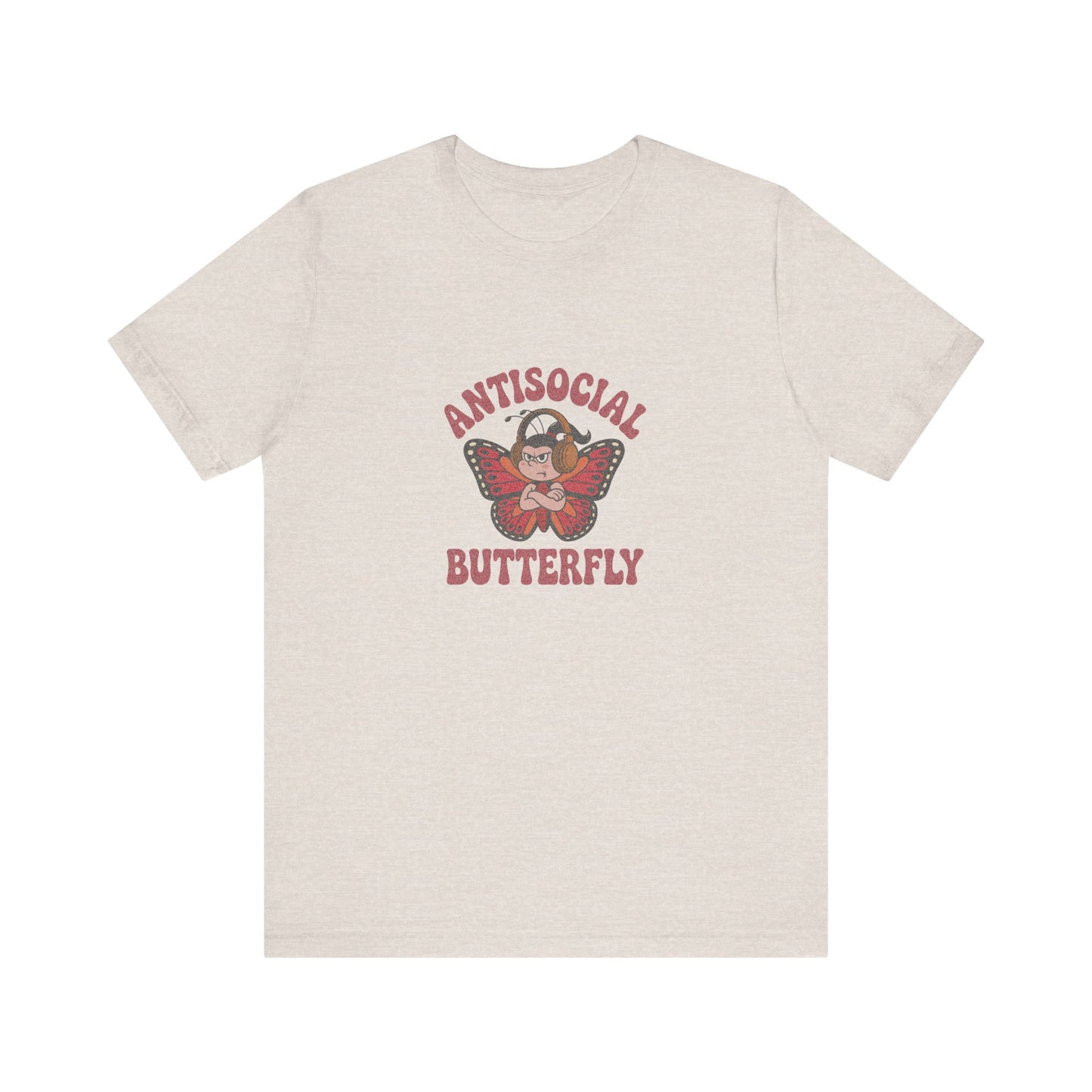 Antisocial Butterfly (Female) — Retro Workout Tee (Light)