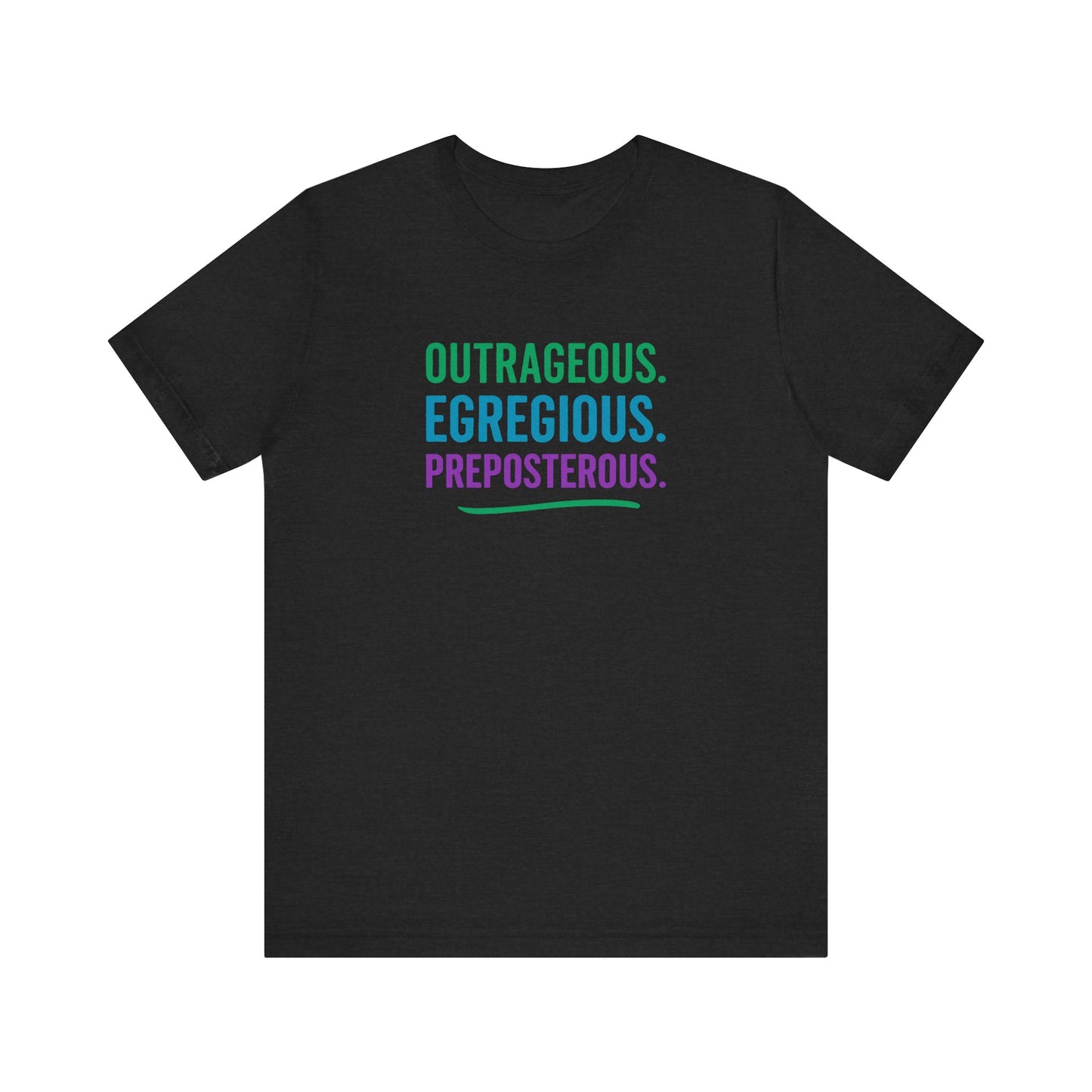Outrageous Egregious Preposterous (Cool Gradient) — Seinfeld Retro Tee (Dark)