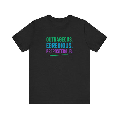 Outrageous Egregious Preposterous (Cool Gradient) — Seinfeld Retro Tee (Dark)