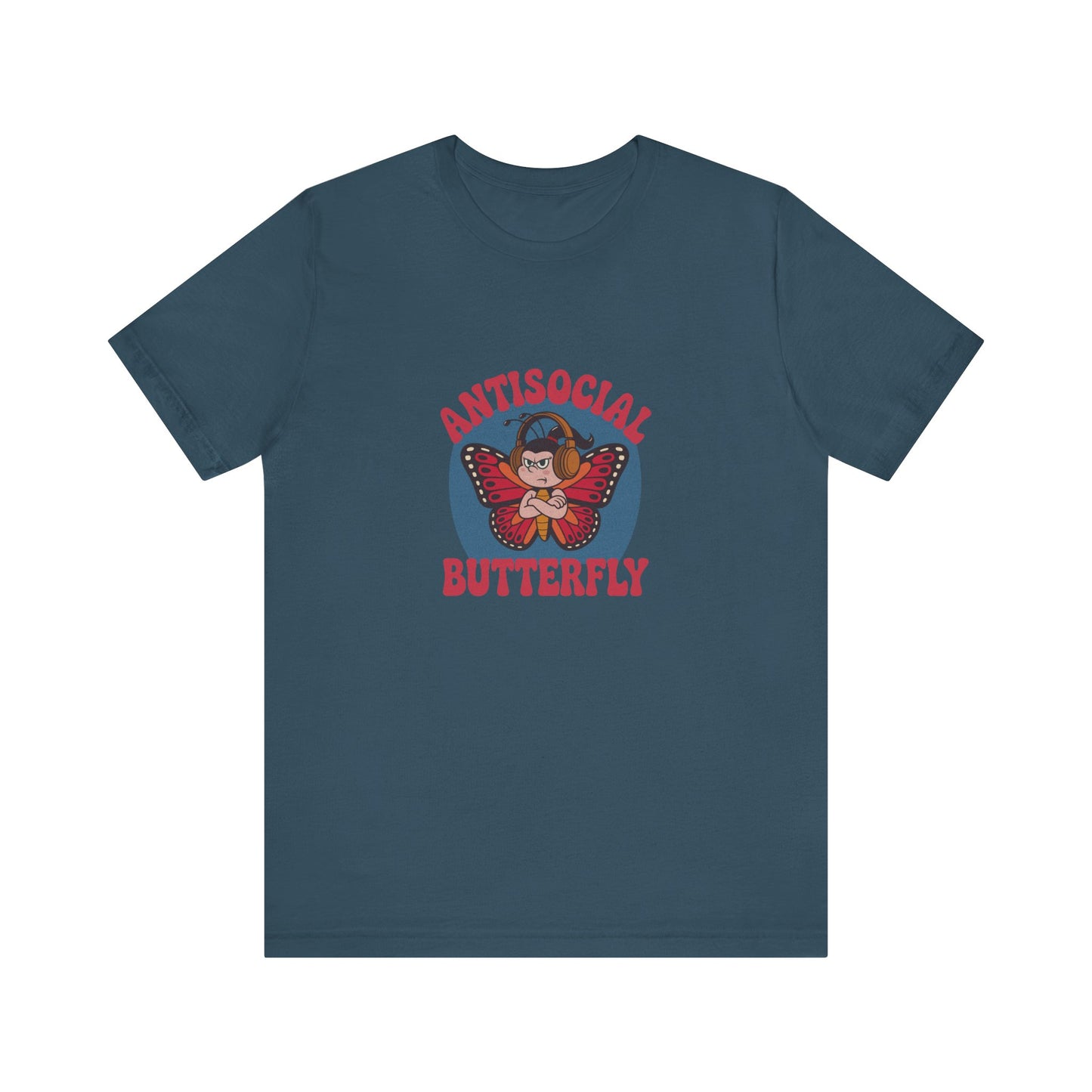 Antisocial Butterfly (Female) — Retro Workout Tee (Dark)