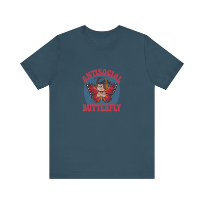 Antisocial Butterfly (Female) — Retro Workout Tee (Dark)