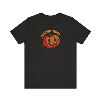 Current Mood (Cute Pumpkin) — Retro Halloween Tee (Dark)