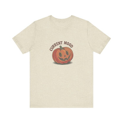 Current Mood (Cute Pumpkin) — Retro Halloween Tee (Light)