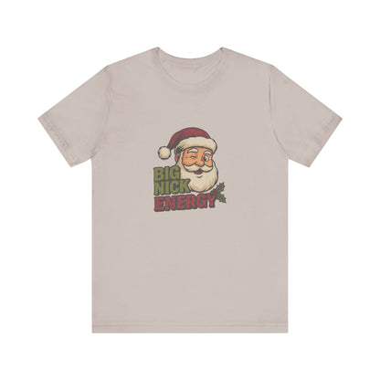 Big Nick Energy — Retro Santa Christmas Tee (Light)